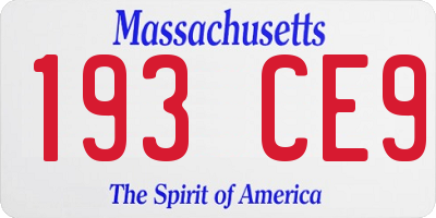 MA license plate 193CE9