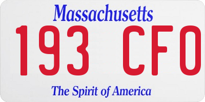MA license plate 193CF0