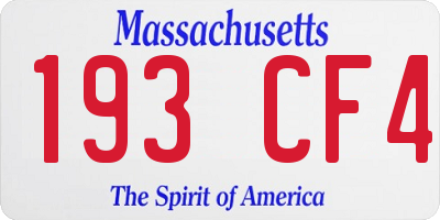 MA license plate 193CF4