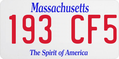 MA license plate 193CF5