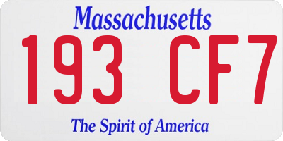 MA license plate 193CF7