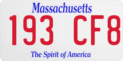 MA license plate 193CF8