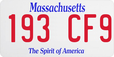 MA license plate 193CF9