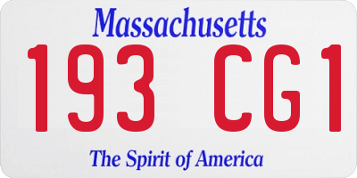 MA license plate 193CG1