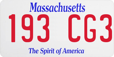 MA license plate 193CG3
