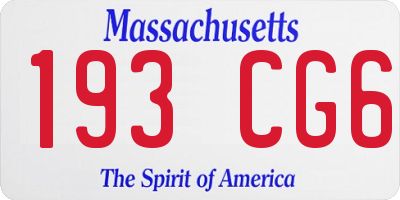 MA license plate 193CG6