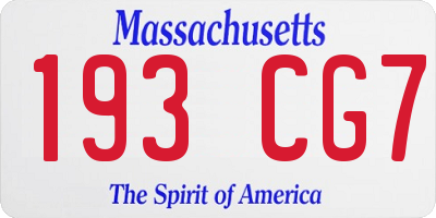 MA license plate 193CG7