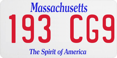 MA license plate 193CG9