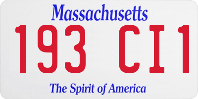 MA license plate 193CI1