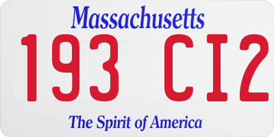 MA license plate 193CI2