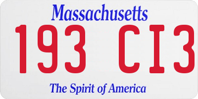 MA license plate 193CI3
