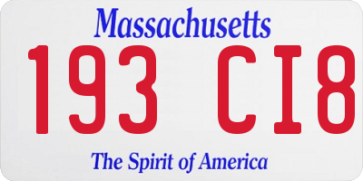 MA license plate 193CI8