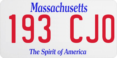 MA license plate 193CJ0