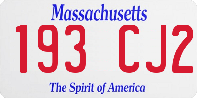 MA license plate 193CJ2