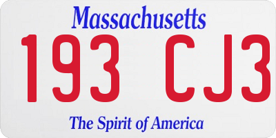 MA license plate 193CJ3