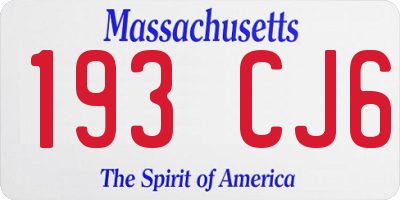 MA license plate 193CJ6