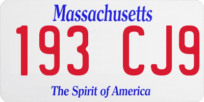 MA license plate 193CJ9