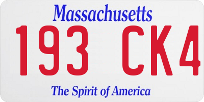 MA license plate 193CK4