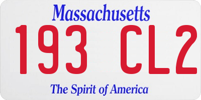 MA license plate 193CL2