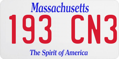 MA license plate 193CN3