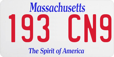 MA license plate 193CN9