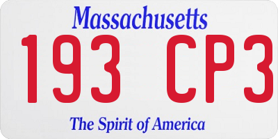 MA license plate 193CP3