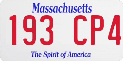 MA license plate 193CP4