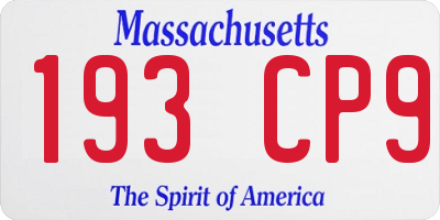MA license plate 193CP9