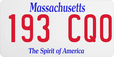 MA license plate 193CQ0
