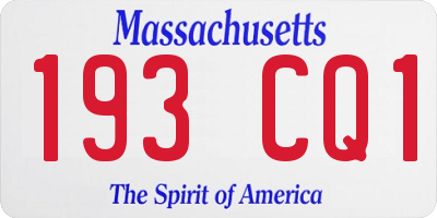 MA license plate 193CQ1