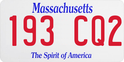 MA license plate 193CQ2