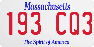 MA license plate 193CQ3