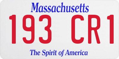 MA license plate 193CR1