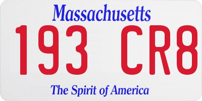 MA license plate 193CR8