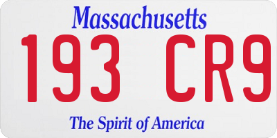 MA license plate 193CR9