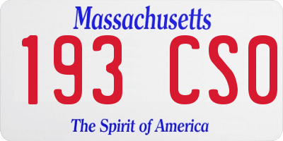 MA license plate 193CS0