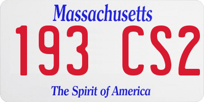 MA license plate 193CS2