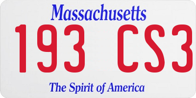 MA license plate 193CS3