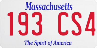 MA license plate 193CS4
