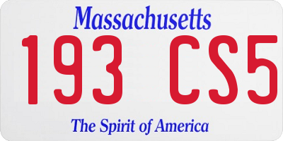 MA license plate 193CS5