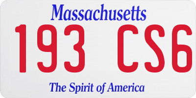MA license plate 193CS6