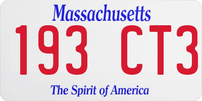 MA license plate 193CT3