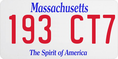 MA license plate 193CT7