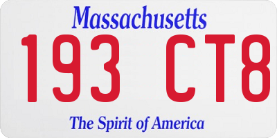 MA license plate 193CT8