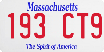 MA license plate 193CT9