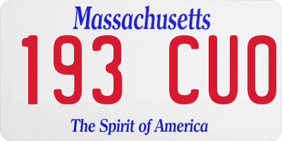 MA license plate 193CU0