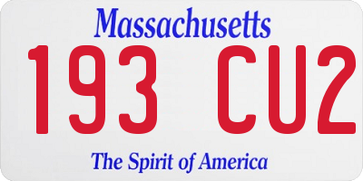MA license plate 193CU2