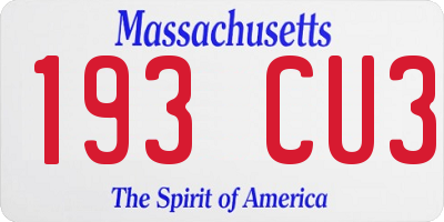 MA license plate 193CU3