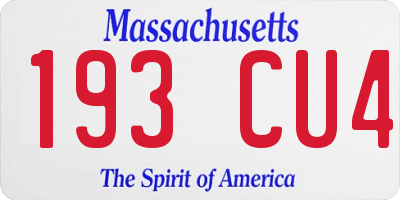 MA license plate 193CU4