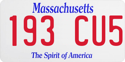 MA license plate 193CU5